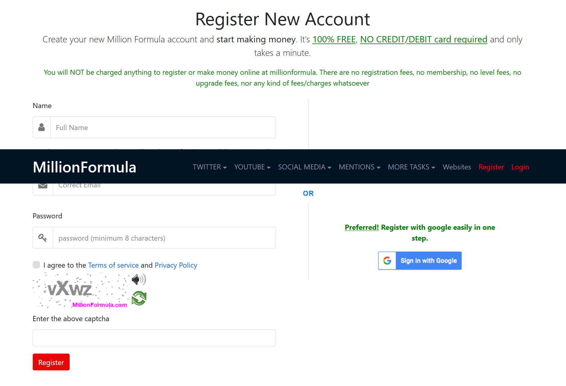 fill out all the information on the registration page as shown on this screenshot.