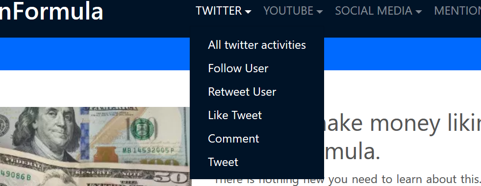 Click on the like posts option on the menu as shown on the screenshot.