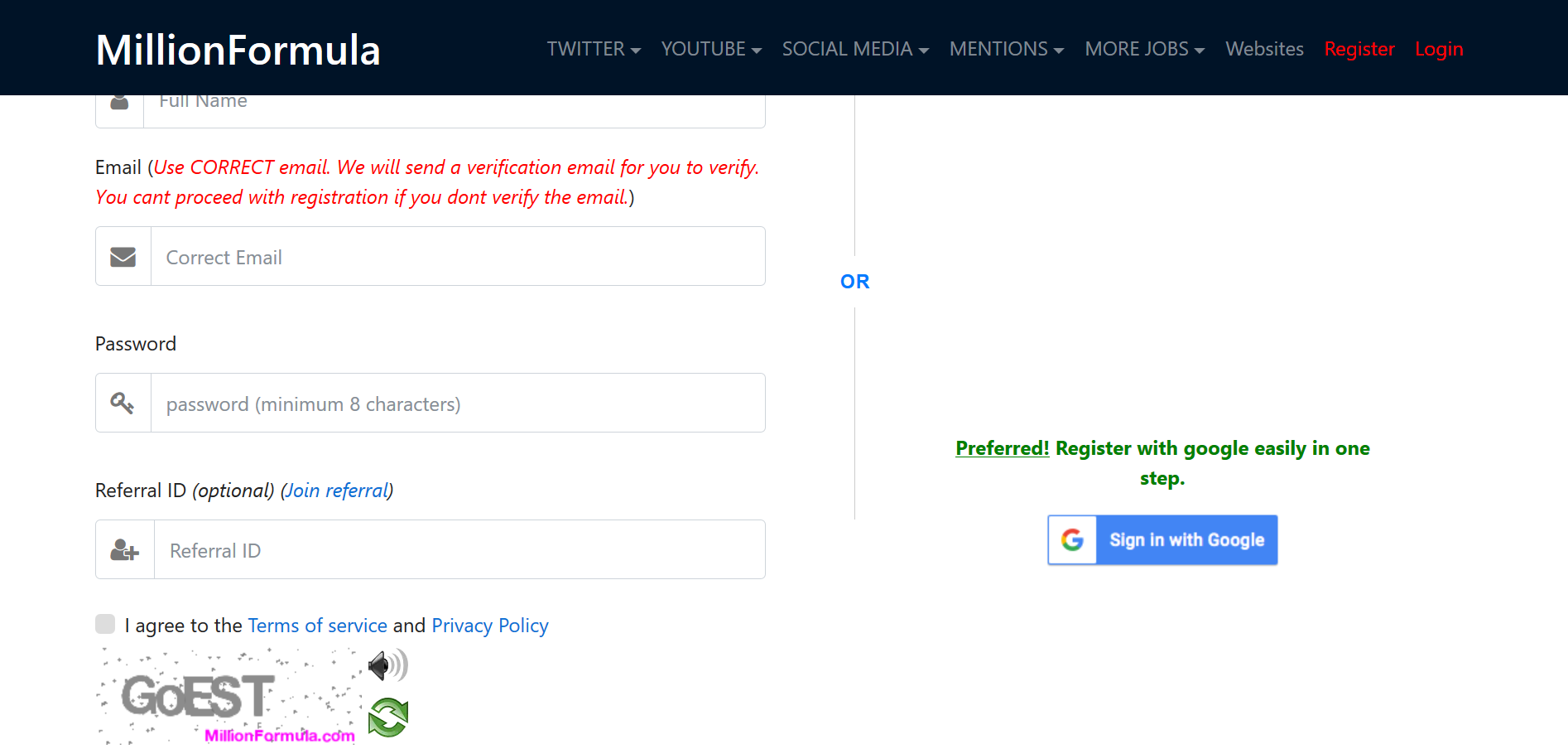 on the registration page, as shown in the screenshot, there is am option where your referral needs to type your referral ID