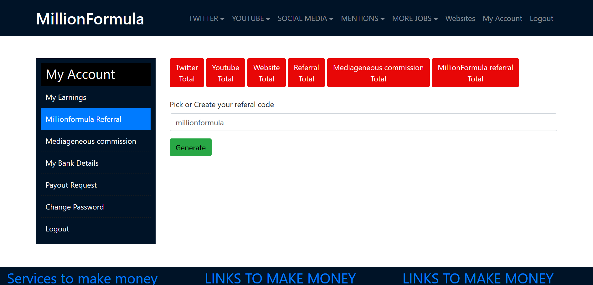 Go ahead and create your referral ID on the option given on that page as shown in screenshot